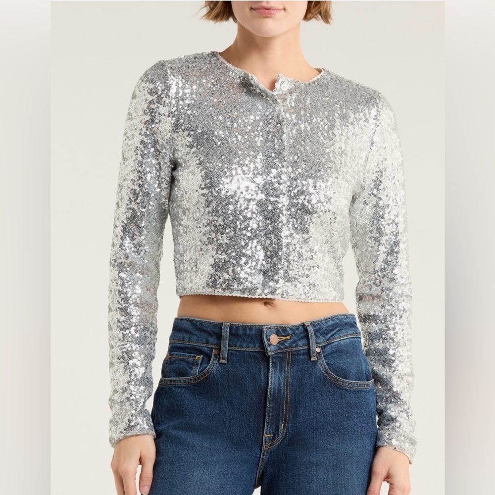 NWT GOOD AMERICAN - Sequin Crop Cardigan - $179 - Size XS